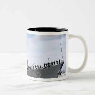 Sailors man the rails Two-Tone coffee mug