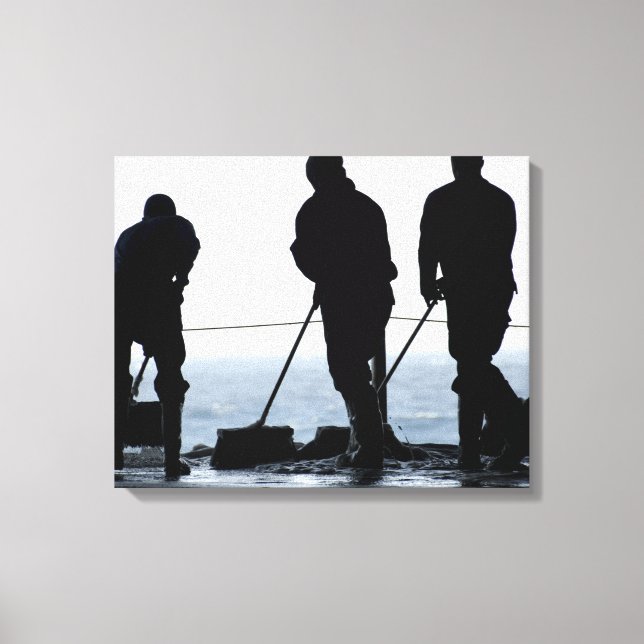 Sailors sweep out the hangar bay canvas print (Front)