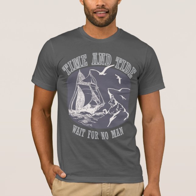 Sailors Time & Tide Mens Silver T-shirt (Front)