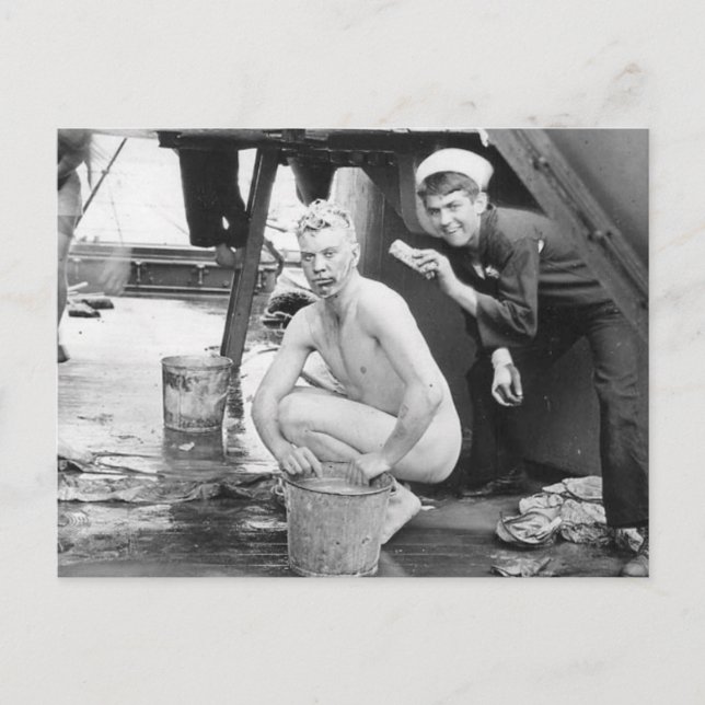Sailors Washing Up 1913 Postcard (Front)