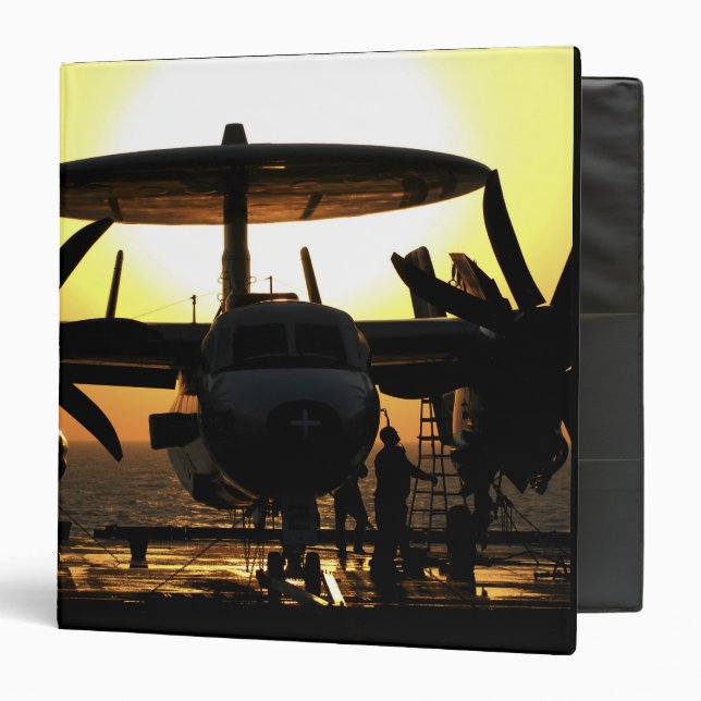 Sailors work on an E-2C Hawkeye aircraft Binder (Front/Inside)