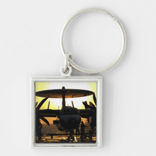 Sailors work on an E-2C Hawkeye aircraft Keychain
