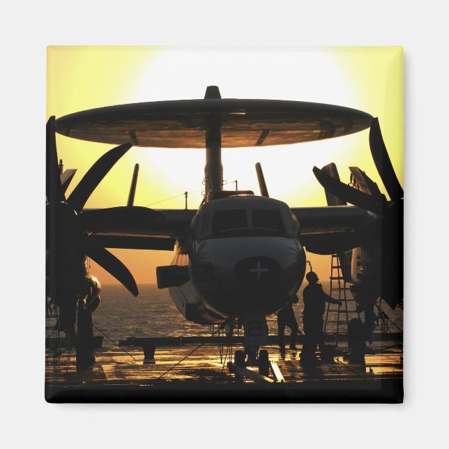 Sailors work on an E-2C Hawkeye aircraft Magnet (Front)