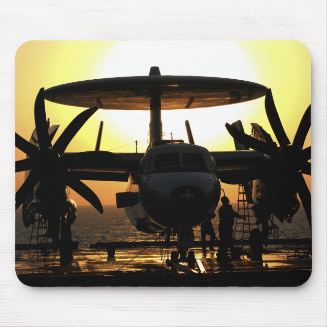 Sailors work on an E-2C Hawkeye aircraft Mouse Pad (Front)