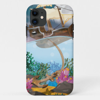 Sails ship dropping anchor iPhone 11 case
