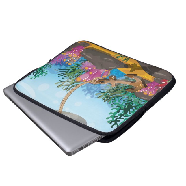 Sails ship dropping anchor laptop sleeve (Front Bottom)