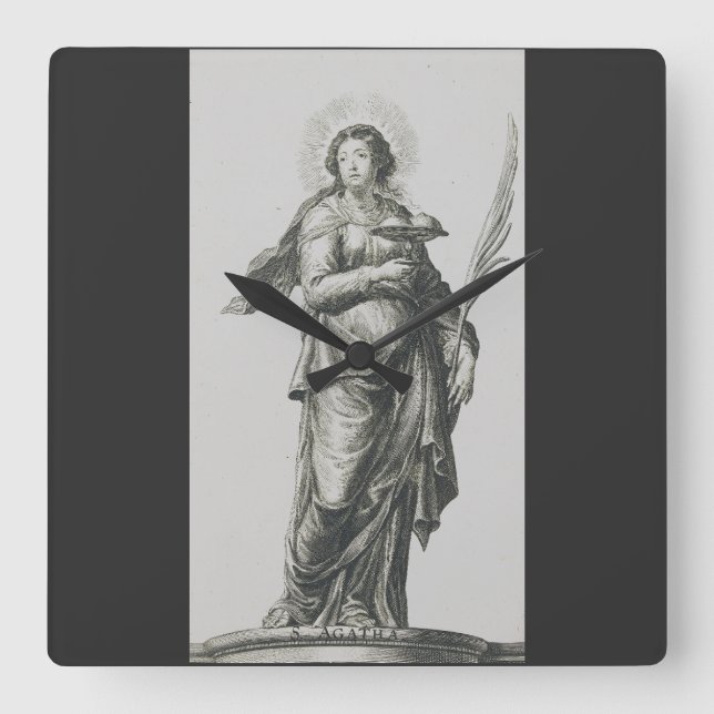 Saint Agatha of Sicily Square Wall Clock (Front)