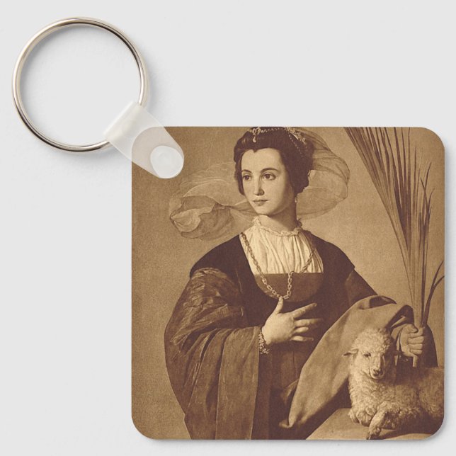 Saint Agnes by Alonso Cano Keychain (Front)