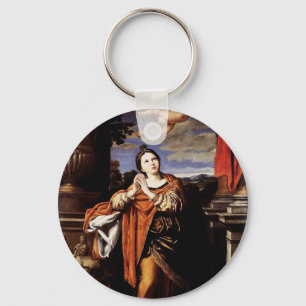 Saint Agnes by Domenico Zampieri Keychain