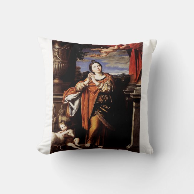 Saint Agnes by Domenico Zampieri Throw Pillow (Front)