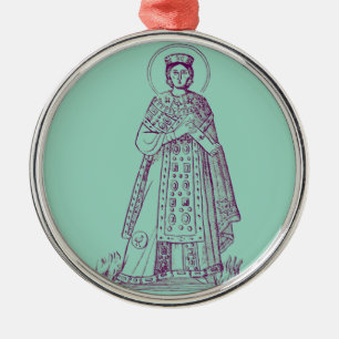 Saint Agnes of Rome greek mosaic Metal Ornament