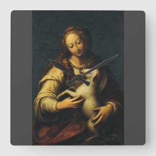 Saint Agnes Pure Witness of Christ Square Wall Clock