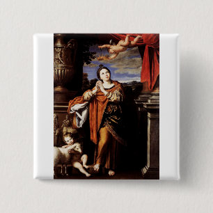 Saint Agnes Roman Martyr by Domenico Zampieri 2 Inch Square Button