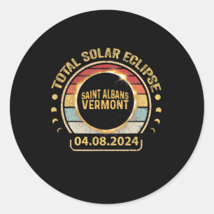 Saint Albans Total Solar Eclipse 2024 April 04.08. Classic Round Sticker