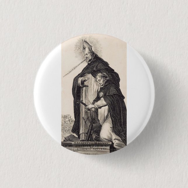 Saint Albert the Great and saint Thomas Aquinas 1 Inch Round Button (Front)