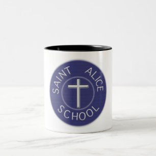 Saint Alice School Tradition Blue and White Patch Two-Tone Coffee Mug
