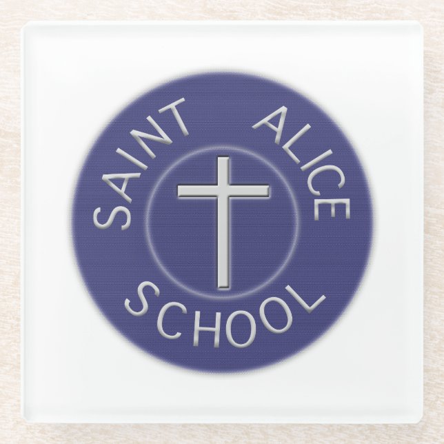 Saint Alice School Traditional Patch  Glass Coaster (Front)