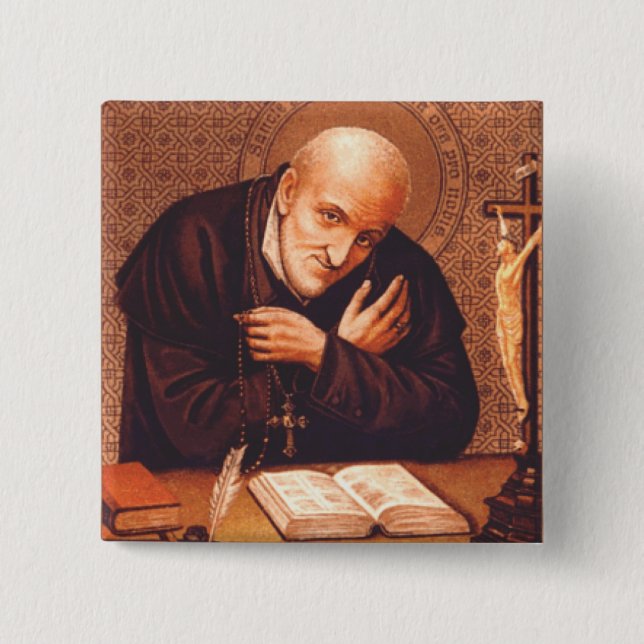 Saint Alphonsus Liguori 2 Inch Square Button (Front)