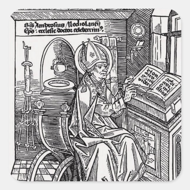 Saint Ambrose of Milan Square Sticker (Front)