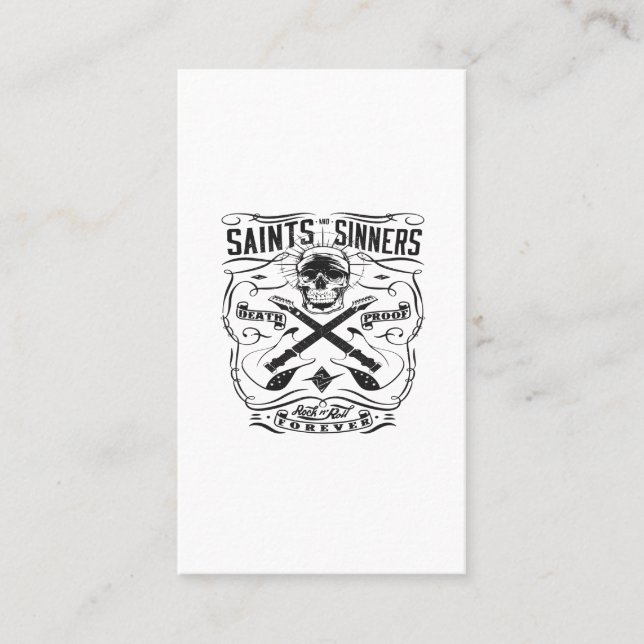 saint and sinners rock n roll forever death proof business card (Front)