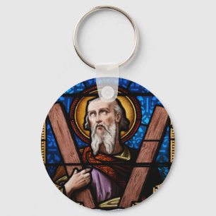 Saint Andrew (Apostle Andrew) Stained Glass Art Keychain