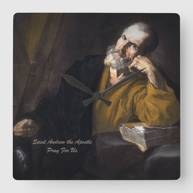 Saint Andrew The Apostle Square Wall Clock (Front)