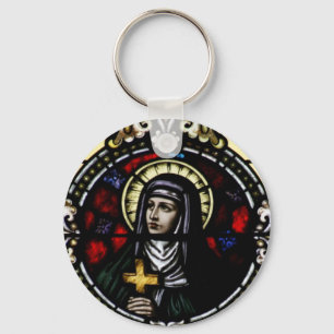 Saint Angela Merici Stained Glass Art Keychain