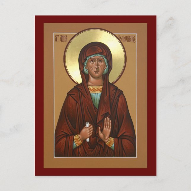 Saint Anna the Prophetess Icon Prayer Card (Front)