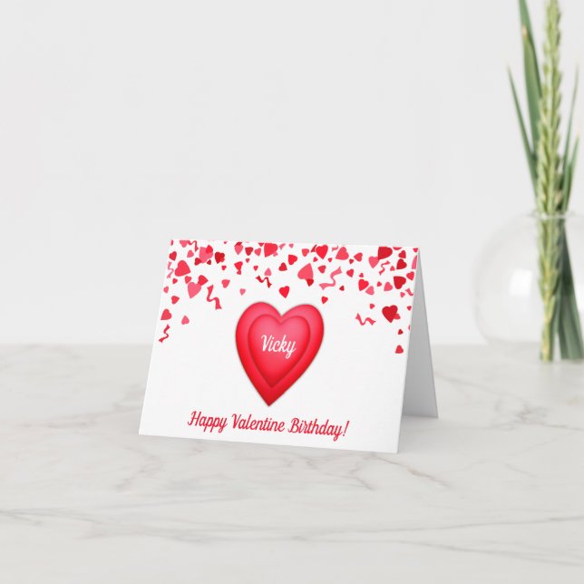 Saint Anniversaire Rouge Coeurs Confetti Plié (Devant)