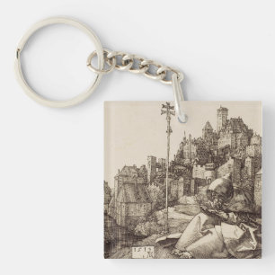 Saint Anthony Reading by Albrecht Durer Keychain