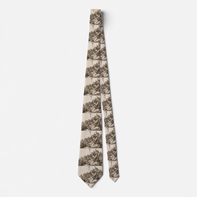 Saint Anthony Reading by Albrecht Durer Tie (Front)