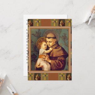 Saint Antoine de Padoue avec la carte de prière de