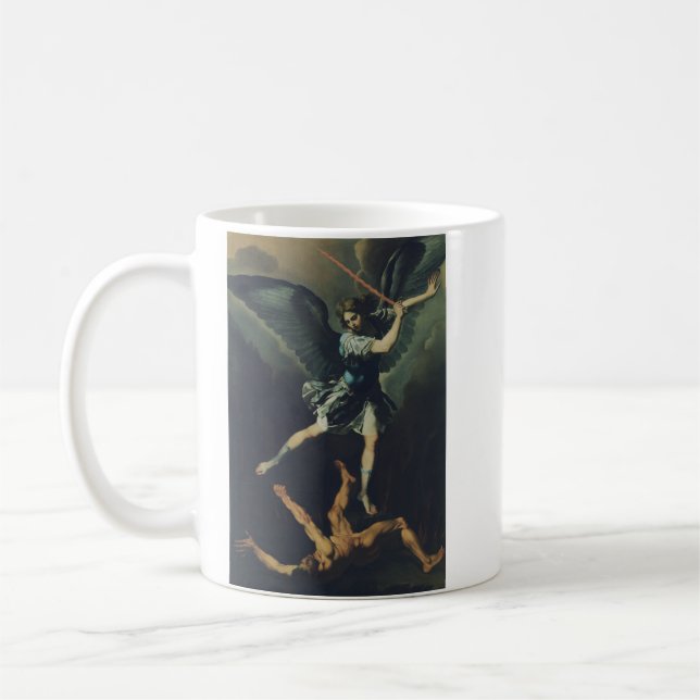Saint Archangel Michael defeats the devil Coffee Mug (Left)