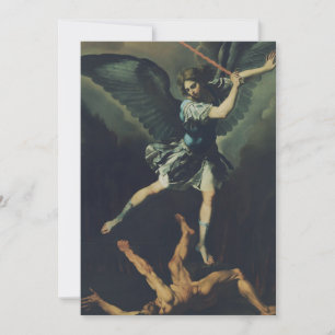 Saint Archangel Michael defeats the devil Holiday Card