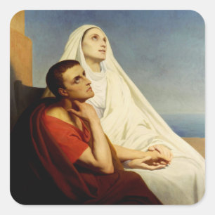 Saint Augustine and Saint Monica Square Sticker