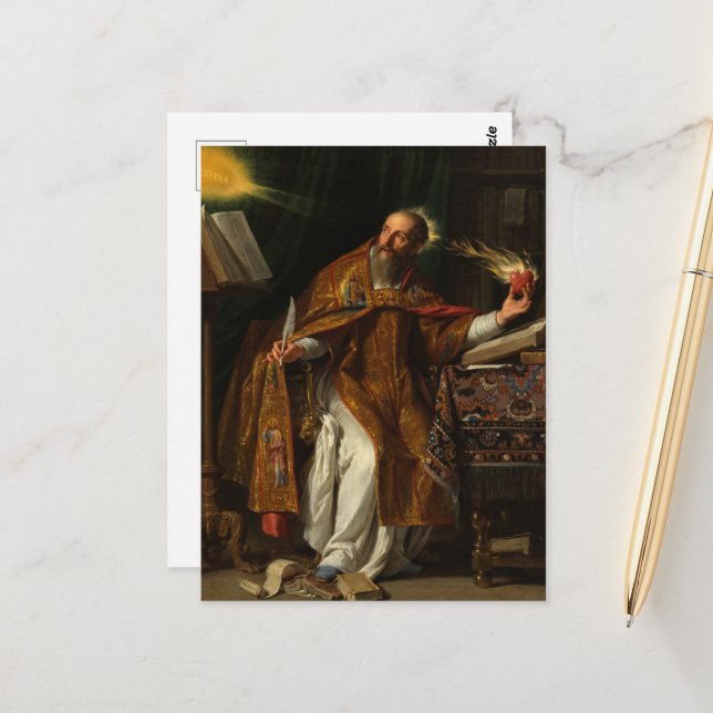 Saint Augustine by Philippe de Champaigne Postcard (Front/Back In Situ)