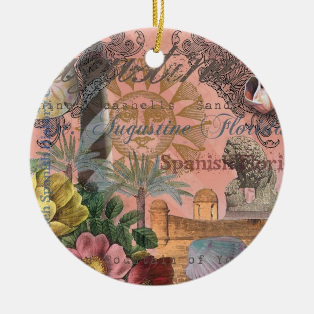 saint augustine florida travel antique art ceramic ornament (Front)
