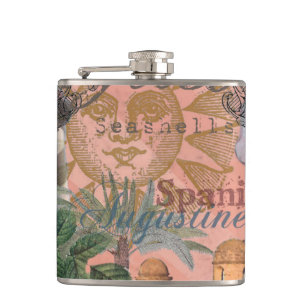 saint augustine florida travel antique art hip flask