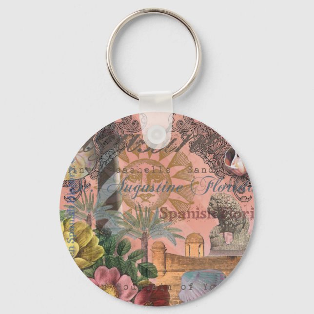 saint augustine florida travel antique art keychain (Front)