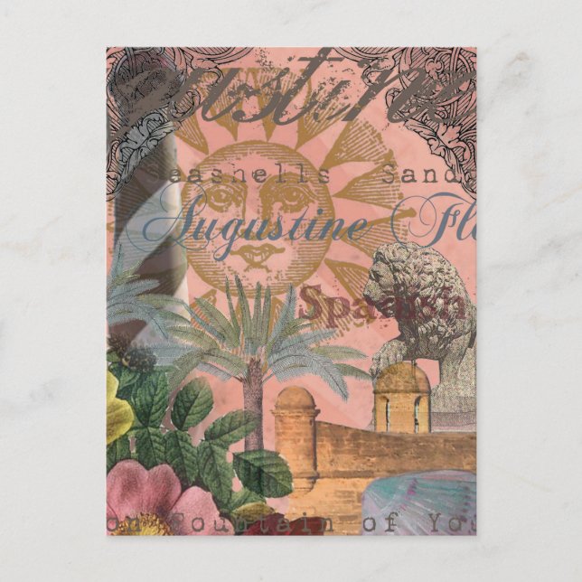 saint augustine florida travel antique art postcard (Front)