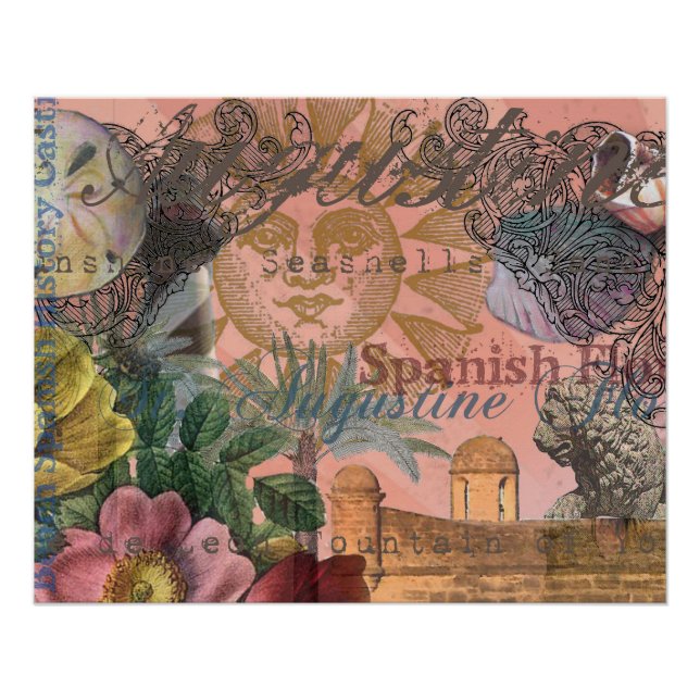 saint augustine florida travel antique art poster (Front)