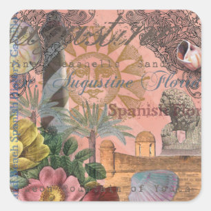 saint augustine florida travel antique art square sticker