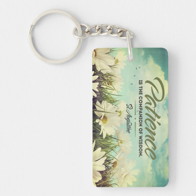 Saint Augustine Inspirational Quote "Patience" Keychain (Front)