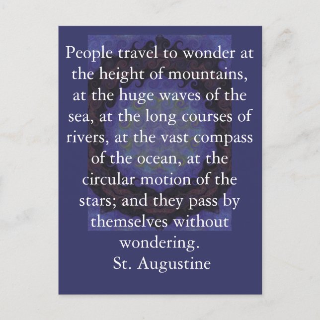 Saint Augustine travel adventure quote Postcard (Front)