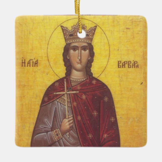 Saint Barbara Icon Ceramic Ornament (Front)