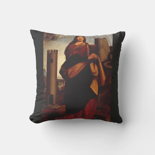 Saint Barbara Sacred Icon Graphic Art Throw Pillow (Front)