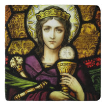 Saint Barbara Stained Glass Trivet-Marble