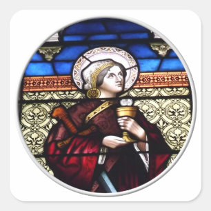 Saint Barbara Stained Glass Window Square Sticker