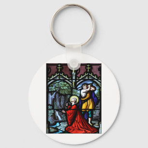 Saint Barbara's Martyrdom Stained Glass Art Keychain