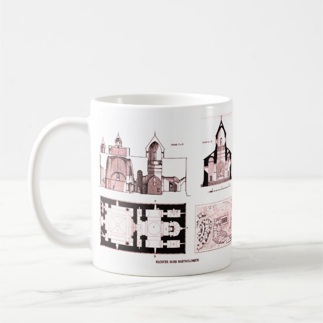 Saint Bartholomew Monastery floor and cross plan C Coffee Mug (Left)
